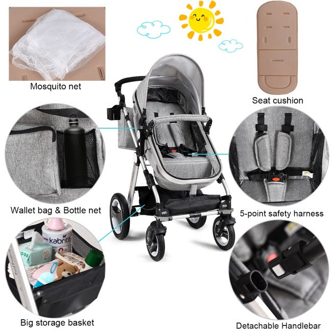 Extra Large Storage: The large storage basket can be used to store your baby's necessities or as a shopping basket. There is also a storage net behind the seat of the stroller for parents to access.