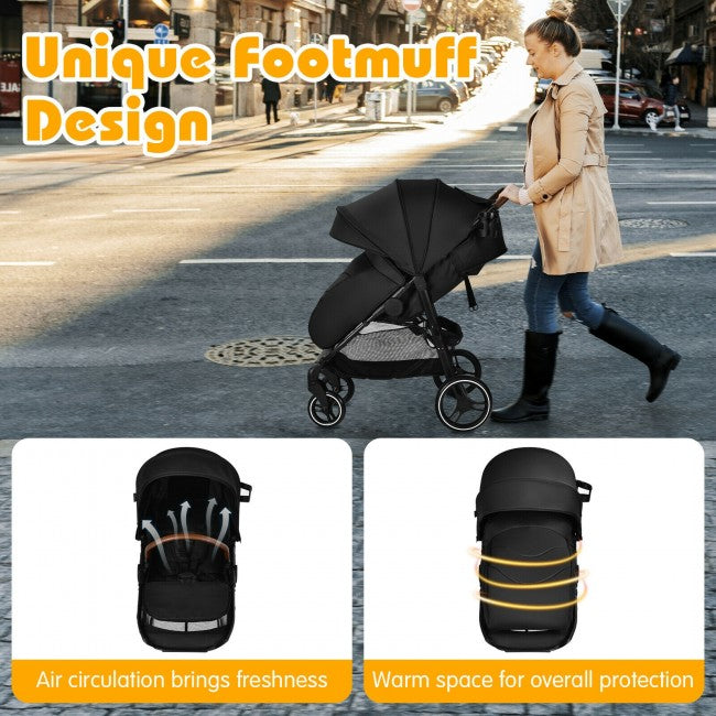 Detachable Footmuff: Equipped with a detachable foot cover, our stroller can prevent cold wind in winter, and you can remove it to keep your baby cool when summer comes.