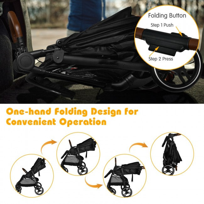 Portable & Space-saving Design: With a one-hand folding design, our baby stroller can be easily folded and unfolded in a short time, thus you can store it to take up less space when not in use. The lightweight design allows you to take the baby stroller anywhere as needed, which is suitable for babies from 0 to 36 months.