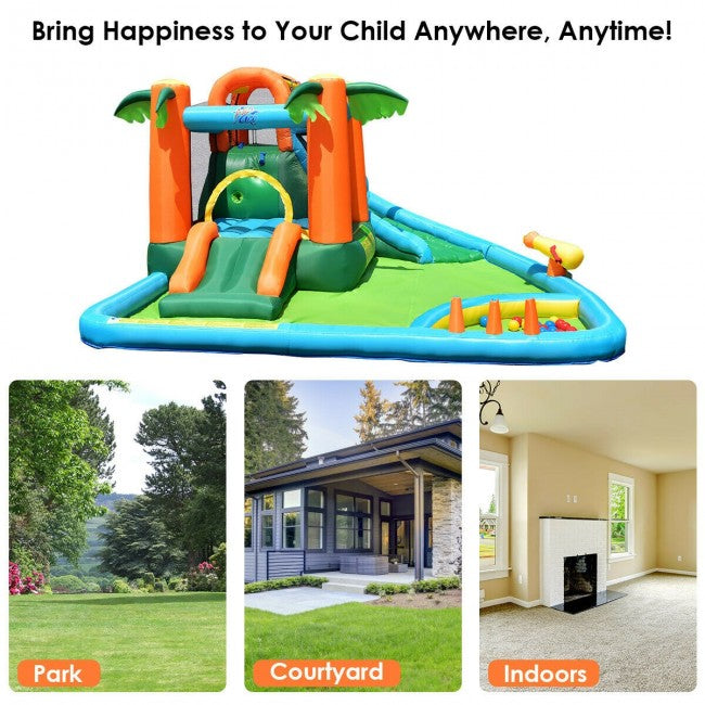 Best 7 in 1 Jungle Theme Kids Inflatable Bounce house with 2 Water Slides
