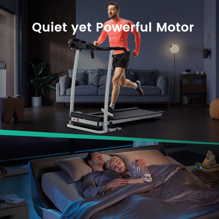 Whisper-Quiet, Dynamic Performance: Achieve your fitness goals without disrupting your surroundings. Our electric treadmill boasts a powerful motor with a speed range of 0.5 to 7.5 MPH, catering to running, jogging, and walking. The low-noise operation makes it perfect for home use.