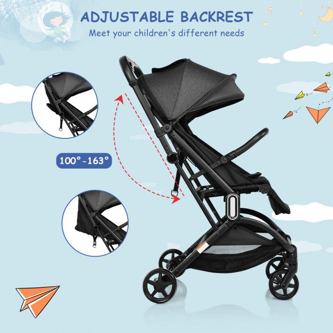 Adjustable Backrest and Footrest:  Our baby stroller offers adjustable backrest and footrest options, ensuring your baby's comfort at all times. Whether it's naptime or sightseeing, you can easily customize the seating to suit your baby's needs with multiple positions for both the backrest and pedals.