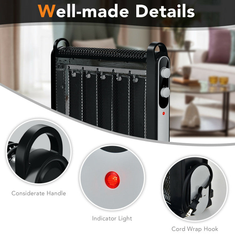 Effortless Portability: Equipped with 2 convenient handles and 4 universal wheels, this portable space heater is incredibly easy to move. After use, neatly wrap the power cable on the built-in hook for a tidy and organized setup.