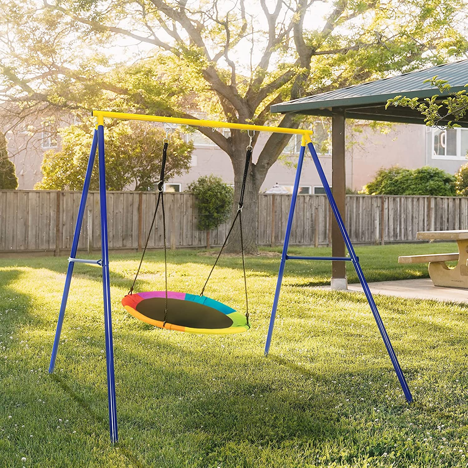 Modern and Stylish: Our Heavy Duty Swing Stand is surely perfect backyard playsets for kids to burn energy in the great outdoors. Add More fun to Your Home!