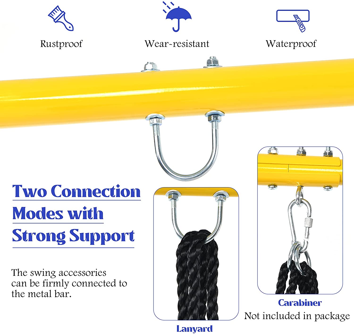 Swing Stand With Solid Construction: Crafted from 2-inch heavy duty weather-resistant steel tubes and hardware with a powder-coated paint finish for superior durability.Components are pre-drilled for Easy Assembly.