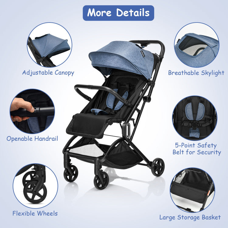 Sun Protection and Convenient Storage: Our baby stroller features an adjustable canopy with a zipper and mesh window, allowing you to easily shield your child from the sun's rays based on the weather. Plus, there's a handy storage pouch behind the backrest for your phone or keys. With a spacious bottom storage basket, this stroller can accommodate all your baby's essentials.