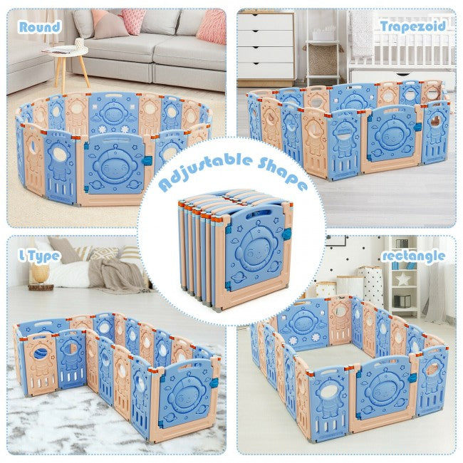 Adjustable Shape and Safety Lock: This baby playpen includes 18 pieces of panels, and each panel can be removed separately. You can adjust the baby playpen into different shapes according to your needs and room space. The safety lock on the outside of the door panel can prevent your child from running out easily, which improves security.