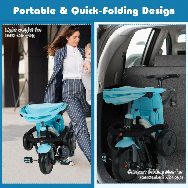 Portable and Quick-Folding Design: When not in use, the baby tricycle can be folded into a compact size just with several simple steps which are written on the instruction in detail. Therefore, you can store this tricycle of compact folding size with more convenience. And it also features light weight for easy carrying.
