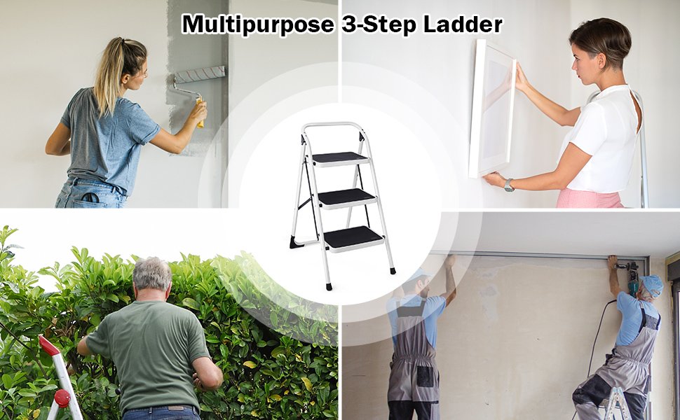 Superior Practicality and Great Versatility: The 3-tread heavy-duty ladder can be a practical helper in daily life, served on various occasions such as the kitchen, garage, and office. No worry about how to reach the place anymore since this ladder will help you. You can use it as a plant rack to display your beautiful plants as you like.