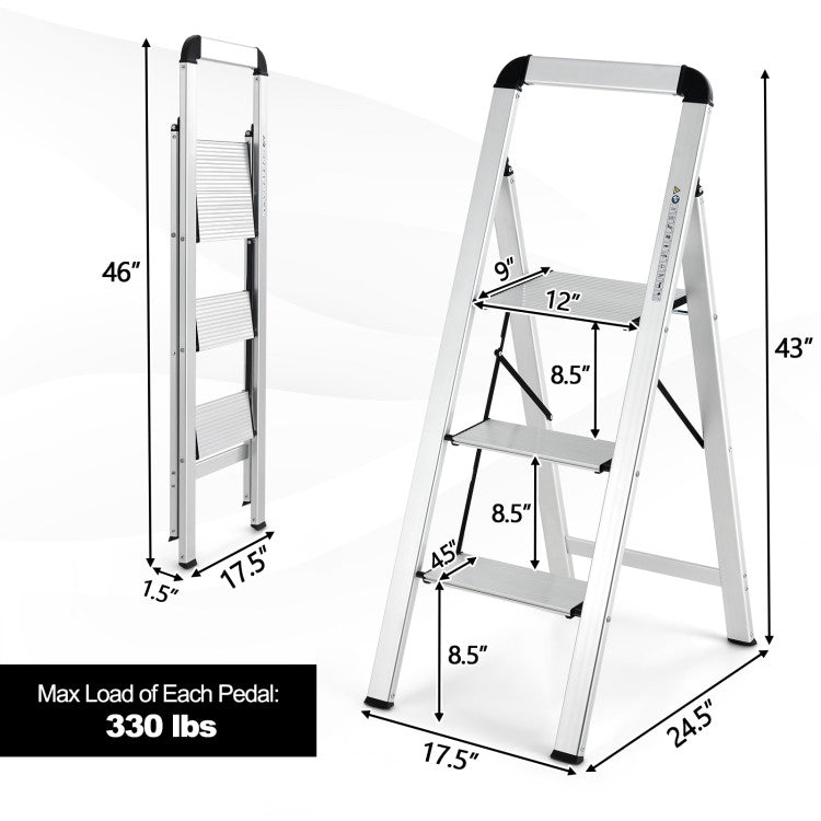 Ready to Use, No Hassle: No assembly required! Our 3-step ladder arrives fully assembled and ready to use straight out of the box. Expand it effortlessly and experience the convenience of a ladder that streamlines your tasks, making every job a breeze. Upgrade your daily routine with this hassle-free solution!