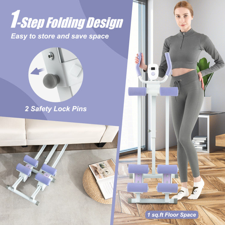 Space-Saving 1-Step Folding Technology: Elevate your home gym with our ab machine's 1-step folding design, making storage a breeze. This versatile abdominal workout equipment is not only quick to fold but also lightweight, requiring only 0.1㎡/1 sq. ft of floor space after folding – perfect for compact living spaces.