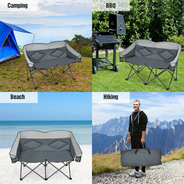 Wide Application of Various Occasions: The sitting height of the double camping chair is relatively low, which can help you get better relaxation. You can sit in this double camping chair in the garden or beach to create a half-circle around a campfire making eye contact and conversation that much easier!