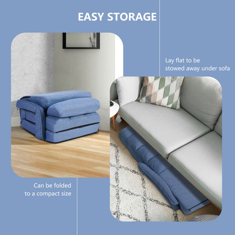 Space-Saving Foldable Design: Maximize convenience with our folding armchair, perfect for any room. When not in use, effortlessly fold it to a compact size (21" x 24" x 14.5") or lay it flat to store under the bed. Space-saving comfort at your fingertips!