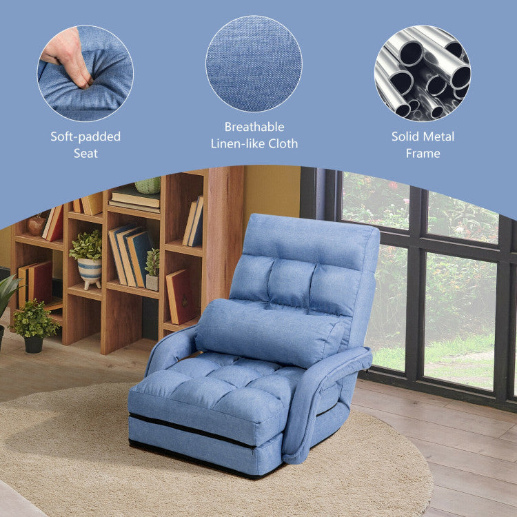 Premium Comfort and Sturdiness: Indulge in luxury with thick, soft sponge padding and breathable linen-like cloth. Our floor chair is not only comfortable but also sturdy, thanks to heavy-duty steel pipes providing reliable support. Quality you can feel!