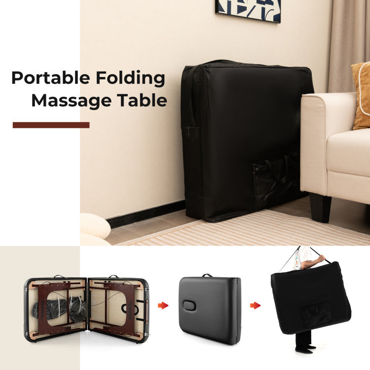 Portable Folding Massage Table: Embrace mobility with our portable folding massage table. Effortlessly set up and dismantle without the need for tools or screws. The lightweight design, coupled with a convenient carrying bag, makes it an ideal solution for mobile therapists, ensuring you can take your spa experience wherever you go.