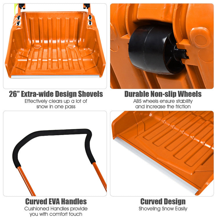 Robust and Long-lasting Construction: Crafted with high-quality plastic and an aluminum cutting edge, our snow pusher is built to withstand freezing conditions without cracking. Invest in durability that lasts, and let our pusher be a reliable companion for your family season after season.