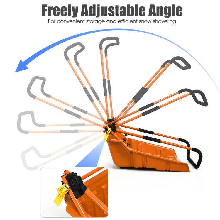 Space-Saving and Instant Use: Embrace the convenience of our snow shovel's compact design, allowing easy storage in corners, sheds, or garages by adjusting the handle's angle. With no installation required, our pusher is ready for immediate use, providing practicality and functionality for your snow removal needs.