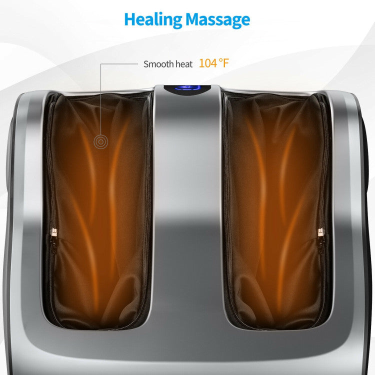 Smooth Heating and Vibrate Function: The foot and calf massager is designed with a smooth heating system ( the maximum running temperature is 104 ℉) and comfortable vibrate function which would accelerate blood circulation and relieve foot pain and fatigue as well as protect your feet from scalding.