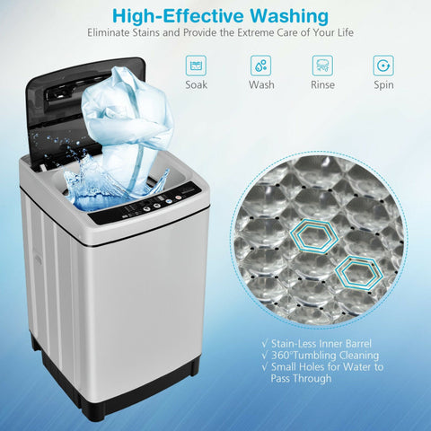 Multiple Humanized Design for Enhanced Convenience: This cutting-edge washing machine incorporates a transparent lid, allowing you to monitor your clothes' washing progress in real time. The adjustable foot design ensures optimal stability, even on uneven surfaces. Moreover, the alarm system alerts you in case of any abnormalities, automatically stopping the washer in the event of a serious fault and reminding you to seek repairs.