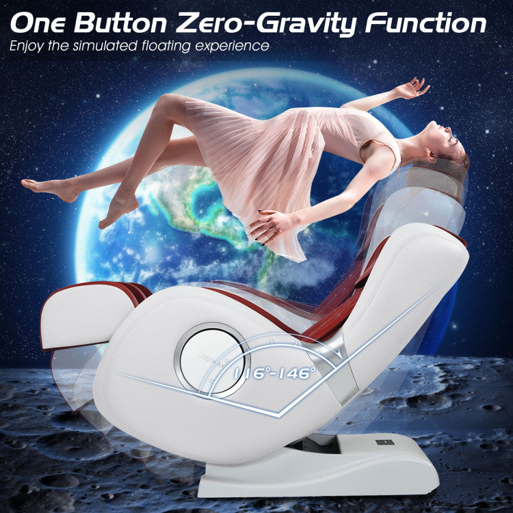 One-Button Zero Gravity Mode: With a simple one-button design, this massage chair offers a zero-gravity mode that elevates your legs to heart level, reducing neck pressure. You can adjust the back angle from 116° to 146°, and it only requires a minimal 0.05" distance from the wall.
