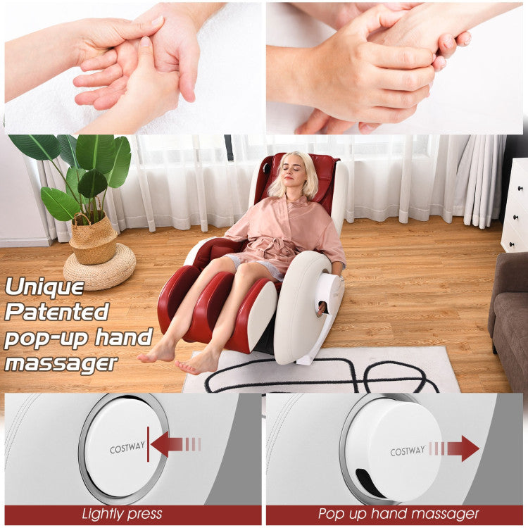 Innovative Hand Air Massage: This massage chair features a patented hand massage design with a unique pop-out feature. It has 2 airbags inside to gently massage one hand at a time, offering relief for carpal tunnel syndrome. The chair is compact and ideal for smaller rooms.