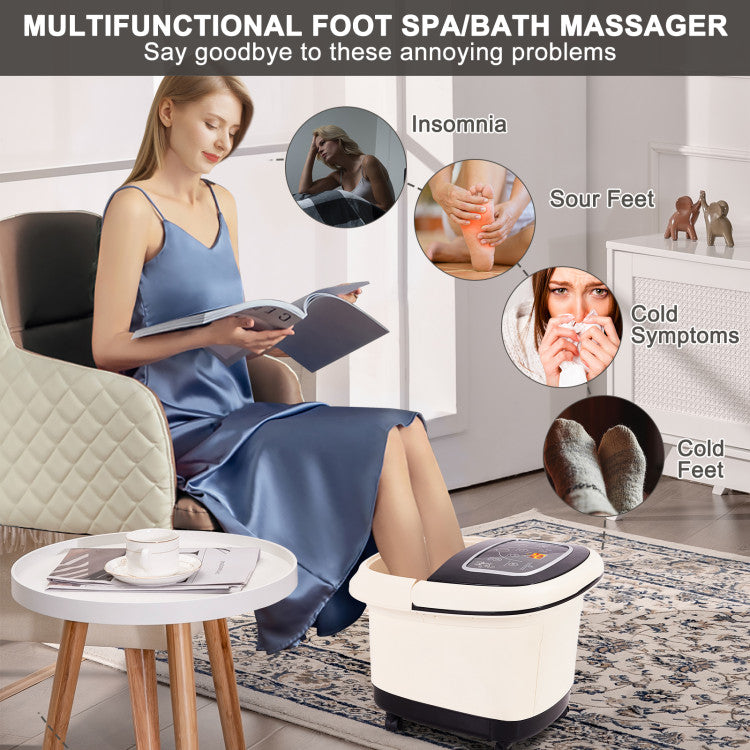 Easy-to-Use Digital Foot Spa: Simplify your relaxation routine with a user-friendly digital display. Control On/Off, temp+/-, bubble, time, auto-message, surfing, and heating effortlessly. Elevate your foot spa experience with ease.