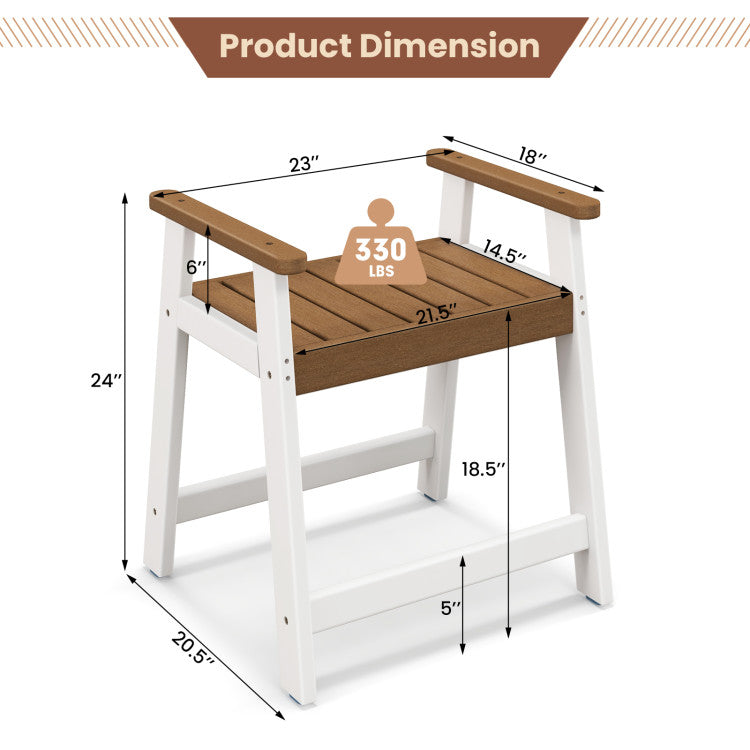 Easy to Maintain: The slatted design prevents water accumulation, making this bath chair with arms easy to use and maintain. Enjoy a hassle-free experience with dimensions of 23" x 20.5" x 24" (L x W x H). Upgrade your seating with our versatile and reliable shower bench!