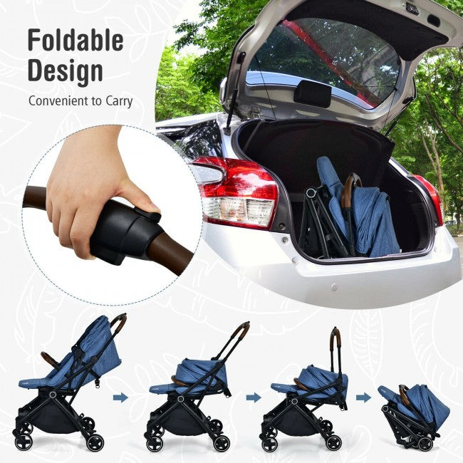 Foldable Design: The stroller easily folds down in one step into a self-standing, compact fold for on-the-go convenience.