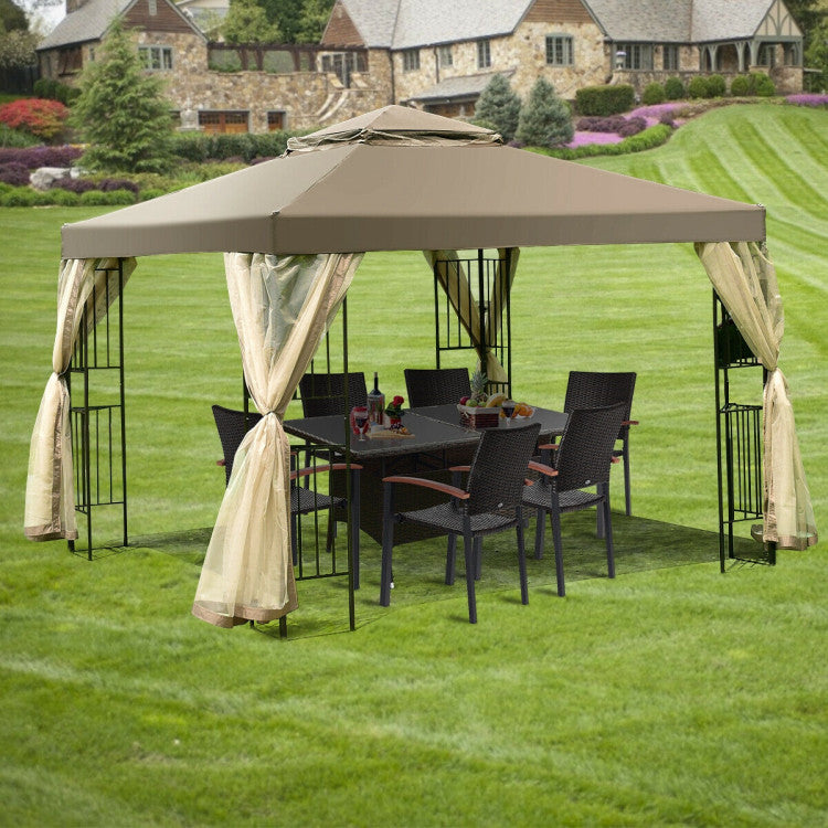 Spacious Shade: Enjoy 100 square feet of cool shade under this 10x10 Ft patio gazebo. Perfect for outdoor relaxation with friends and family.