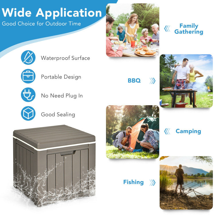 Portability at its Finest: Measuring a compact 17" x 17" x 16" (L x W x H), this cooler takes up minimal space and effortlessly fits into the trunk of your car. Whether you're going camping, fishing, having a BBQ, or hosting a family gathering, its lightweight 8-pound build and built-in handles make transportation a breeze.