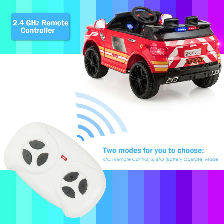 <strong>Two Control Modes:</strong> Parental Remote Control Mode: The Parent can effortlessly control this toy car by providing remote control, which promotes parent-child interaction. Battery Operate Mode: Powered by a rechargeable battery, this electric police car allows children to control it freely with the steering wheel and the foot pedal inside.<br>