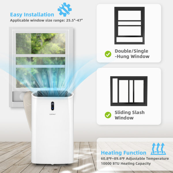 Tool-Free Installation and Adaptability: Set up this portable air conditioner in any room with ease, thanks to the provided window kit suitable for double-hung or sliding windows. Experience the convenience of a cooling unit without the hassle of permanent installation. Adjust and install it to suit various window types according to your needs.