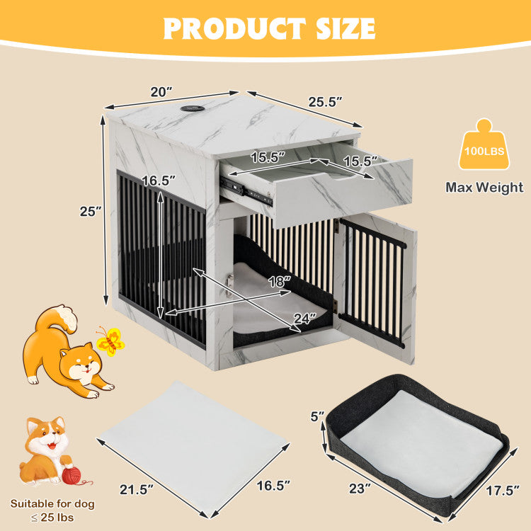 <strong>Lockable for Safe Use:</strong> Enjoy peace of mind with the lockable door, preventing furry friends from wandering. Doubles as a stylish side table or nightstand, this dog crate is designed for small dogs weighing 11-25 lbs, adding both functionality and flair to your space.