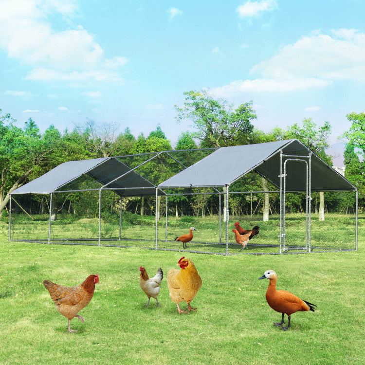 <strong>Simple Connection and Stable Structure:</strong> Each metal tube is connected to the other by convenient snap buttons, bringing convenience for installation. Each tube is numbered, therefore you can easily install this chicken coop according to the user's manual. Moreover, to enhance overall stability, it is equipped with 12 ground stakes and solid bases, which can firmly fix the cage on the ground.