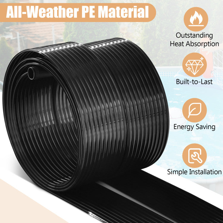 <strong>All-Weather PE Material:</strong> The solar pool heater is made of built-to-last PE which can still work well at the lowest -20°C (-1℉)and highest 90°C (194℉). Also, the PE material features outstanding heat absorption, which makes full use of solar energy for optimal heating effects.