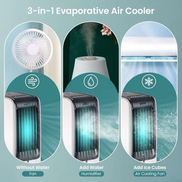 Adjustable Speed for Personalized Cooling: Our air cooler offers three speed settings to cater to your specific needs. Enjoy the gentle breeze of the low-speed mode while sleeping, relax with the medium speed mode, or experience maximum cooling power with the high speed mode during scorching summer days.