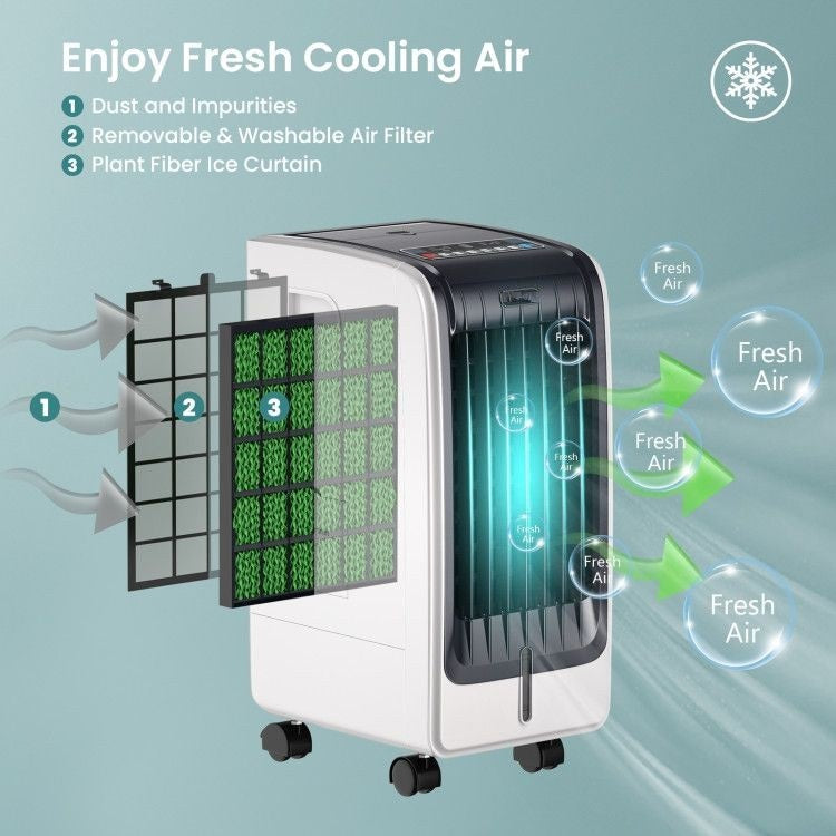 Wide Angle Air Delivery: The blades of our air cooler automatically swing horizontally, ensuring wide-angle air delivery. For additional flexibility, you can manually adjust the blades vertically to direct the airflow in the desired direction.