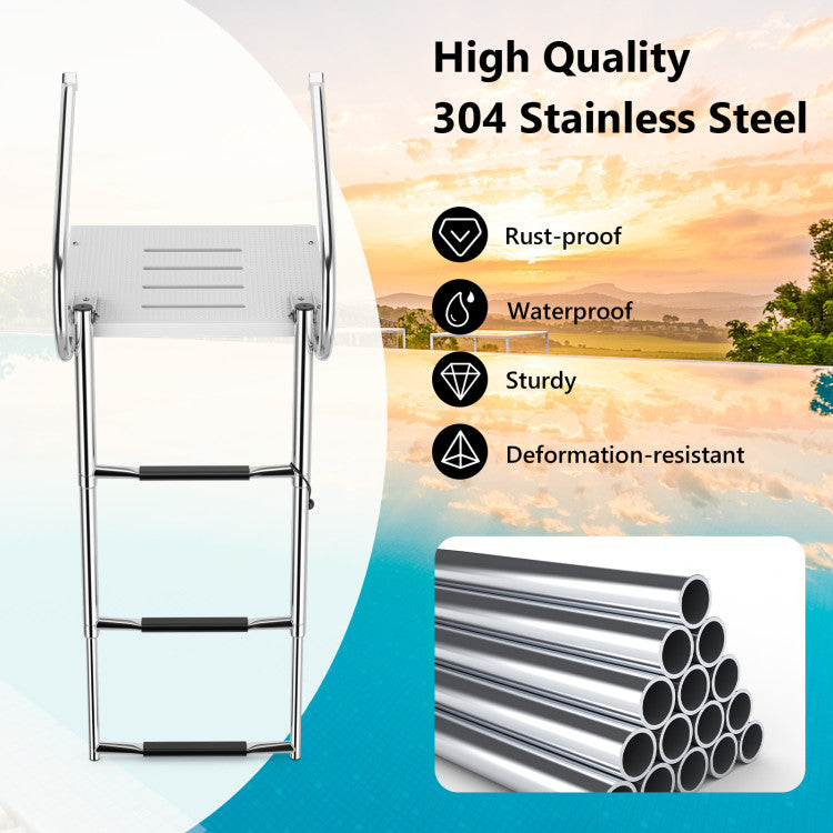 <strong>Built to Last:</strong> Constructed of a heavy-duty 304 stainless steel frame, this 3-step telescoping boat ladder enjoys outstanding rust resistance, 500 lbs/ 227 kg strong load capacity as well as long-lasting use.<br>