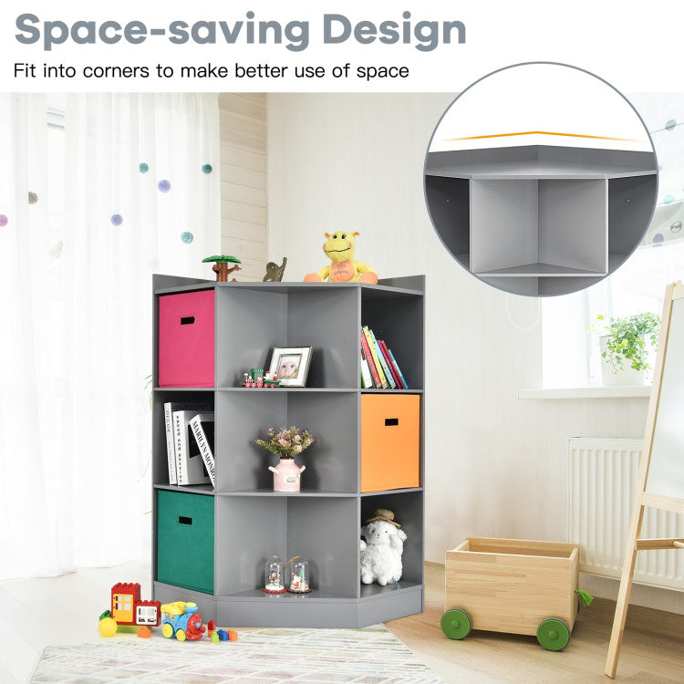 Sleek Corner Solution: This cleverly designed triangle cabinet fits snugly in any room corner, making it the ultimate space-saving solution. Its combination of squares and triangles optimizes the available area while maintaining a fan-shaped border for added safety. At a scientifically determined height of 37 inches, it's easily accessible for kids too!