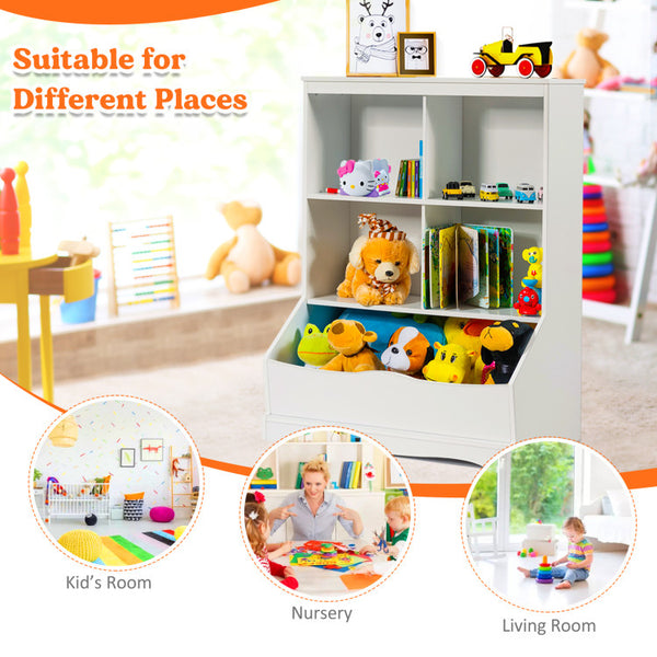 Stylish and Versatile: Our toy storage cabinet combines practicality with modern elegance. Its unique wave-shaped bottom not only adds stability but also enhances the overall aesthetics. It's a perfect addition to any kids' bedroom, playroom, living room, or nursery.