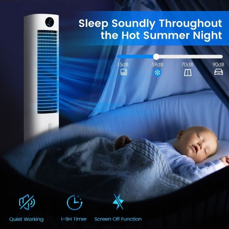 Energy-Saving and Whisper-Quiet: Rest easy with our swamp air cooler's 1-9H timing function, ensuring an all-night cool breeze without excessive energy consumption. Enjoy quiet and peaceful moments with its low noise operation (≤59dB) that won't disrupt your sleep or work.