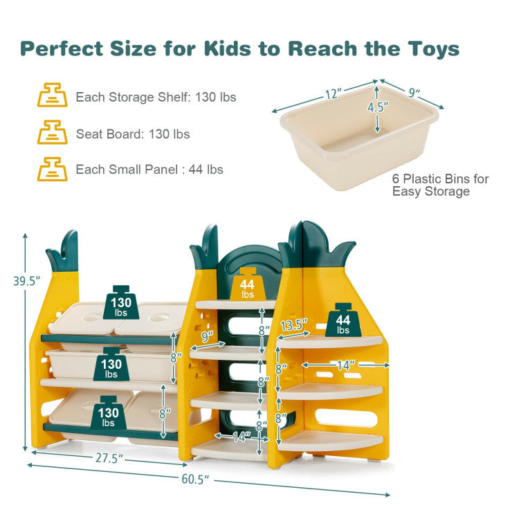 Effortless Assembly and Versatile Usage: Assembly is a breeze with our large-sized plastic screws and user-friendly design. Perfect for kids' rooms, living areas, bedrooms, and kindergartens, this toy and bookshelf offers a versatile storage solution for any space.