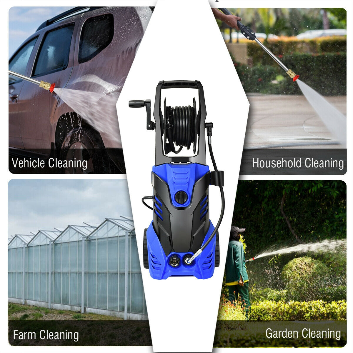 Multipurpose Cleaning: Our pressure washer is designed for a range of applications, from vehicles and home exteriors to boats, driveways, and decks. The versatile gun stock connects to various accessories, making it a comprehensive solution for all your cleaning needs.