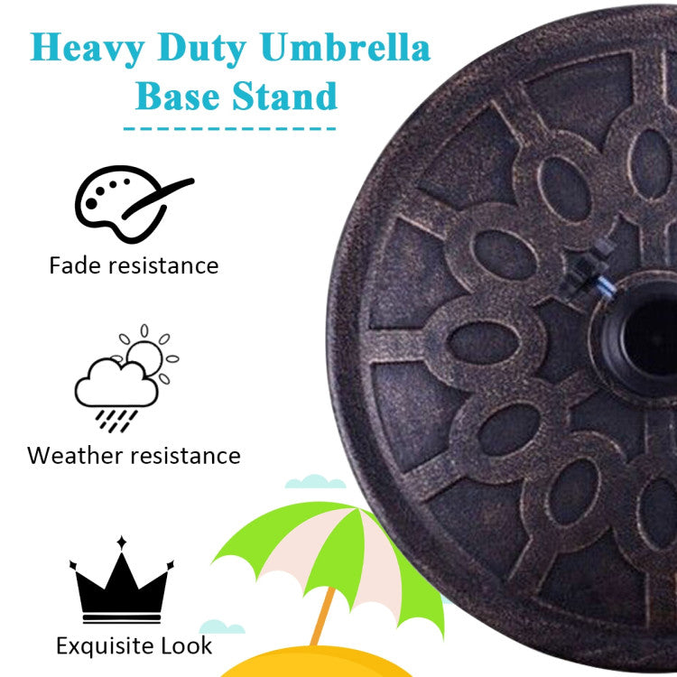 Built to Last: Crafted from durable resin material, this heavy-duty umbrella base ensures stability and prevents any tilting, providing reliable support for your umbrella even on windy days.