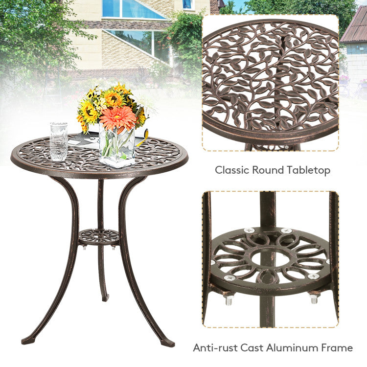 Strong Build: Crafted from durable cast aluminum, this bistro set is robust and long-lasting. It requires minimal maintenance – a simple wipe with a cloth, whether wet or dry, keeps it clean.