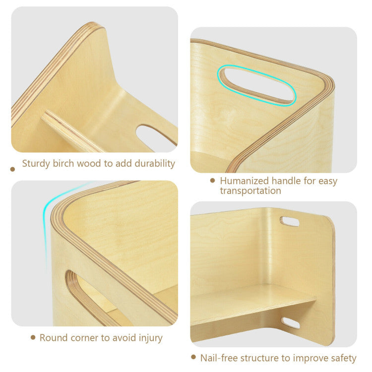 <strong>Firm and Stable Construction:</strong> To strictly control the quality, we carefully selected beech wood to make this table and chair set. Strong and durable wood can ensure long service life and high load-bearing capacity. The stable U-shaped structure can ensure the safety of children.