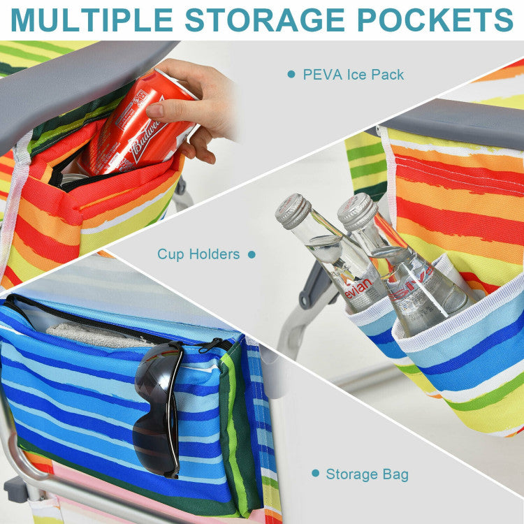 <strong>Considerate Design:</strong> Enhance your outdoor experience with thoughtful features like a spacious storage bag with a zipper, cup holders, and a PEVA ice pack. Keep your essentials within reach, and the towel rack adds an extra layer of convenience to your leisure time.