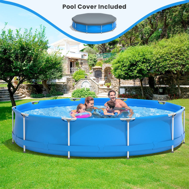 <strong>Pool Cover Included:</strong> The above-ground swimming pool is also equipped with a practical pool cover. When finishing swimming, you can fully cover the pool to avoid fallen leaves or dust, keeping the water inside in a clean condition. And the fixing ropes keep the pool cover in place without being blown off.