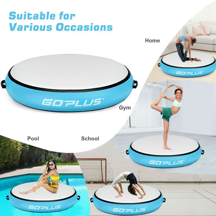<strong>Wide Application:</strong> Embrace the ultimate choice for a range of activities, including tumbling practice, martial arts, gymnastics, yoga, or creating a play space for kids at home. This inflatable round mat adapts to various surfaces such as floors, grasslands, beaches, and even water for endless entertainment possibilities.