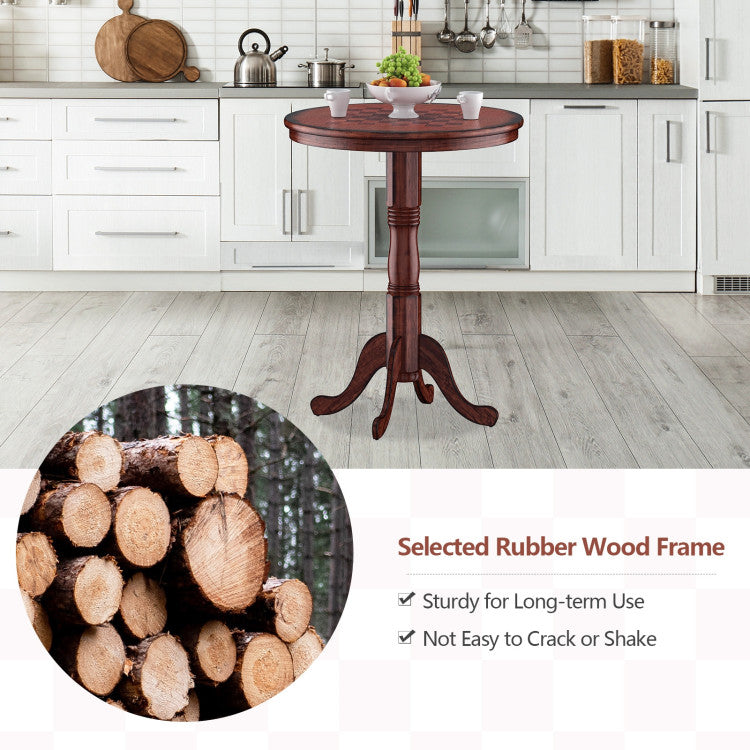 Solid Wood Durability: Elevate your space with our round pub table, built on a robust pedestal supported by four branches for unwavering stability. Crafted from premium rubber wood, known for its sturdy texture and durability, this table stands the test of time. Securely assembled with screws, the table top and pedestal are shake-free.